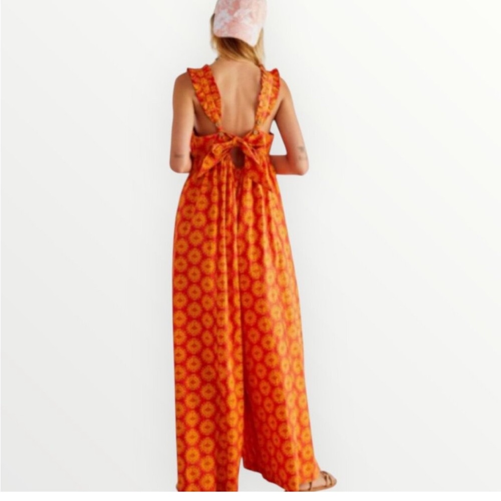 Free People Katya Printed One Piece - Orange Spice Combo - Picture 2 of 3